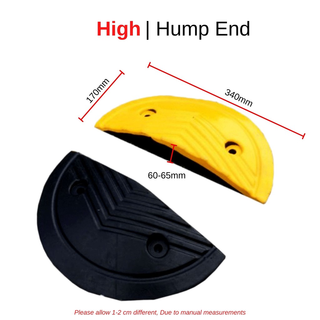 หัวปิดยางชะลอความเร็ว 35x17.5x5 ซม. สีเหลือง - ดำ ต่อ 1 คู่ - Rubber Hump End