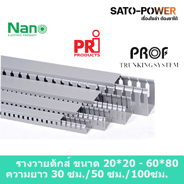 รางวายดัก NANO WD6060NANO 60x60 ยาว 30ซม. 50ซม. 99ซม. รางเก็บสายไฟ สีเทา รางเก็บสายไฟแบบทึบ รางครอบสายไฟพลาสติก แบบทึบ