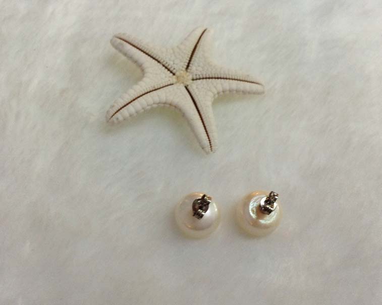 ต่างหูไข่มุกแท้ 11-12 มิล ก้านเงินแท้ มุกซาลาเปา