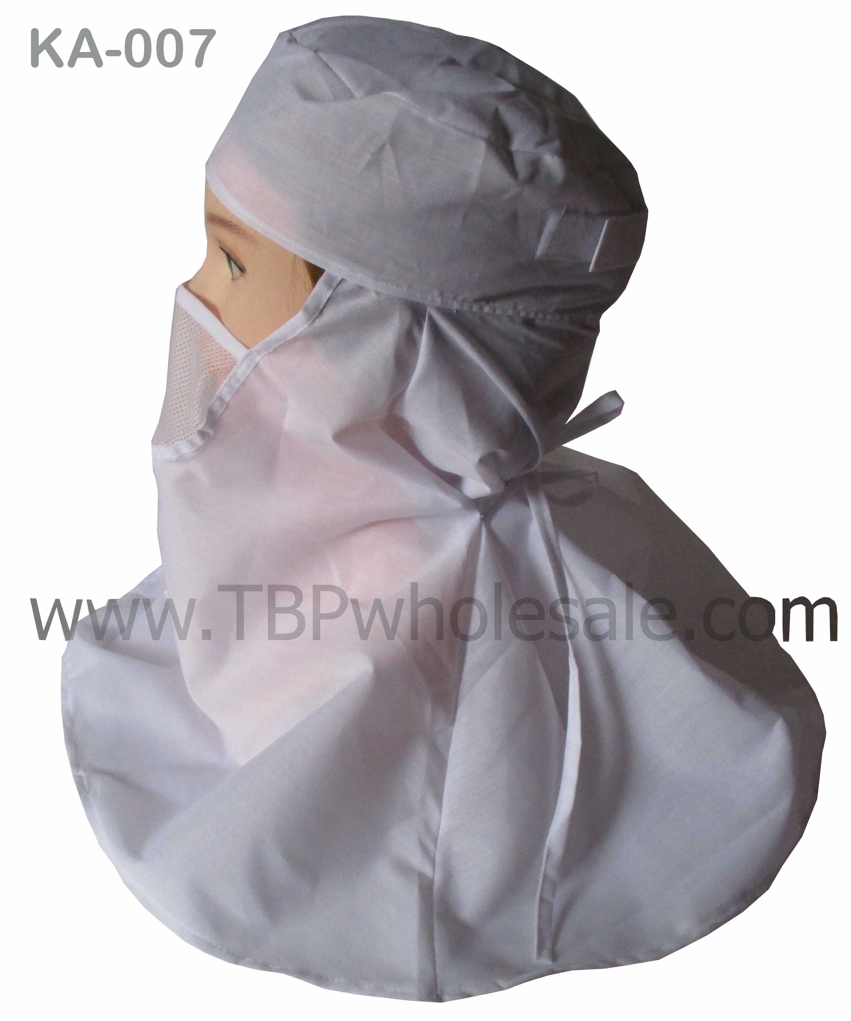 KA-007===ราคาส่ง 95 บาท ขั้นต่ำ 100 ใบ หมวกคลุมไหล่ ไม่มีปีกหมวก ผ้าทั้งใบ มีตาข่ายปิดปากหนึ่งชั้น ผูกเชือกด้านหลัง มีเทปเมจิกปรับศรีษะ สนใจติดต่อ 0810110084