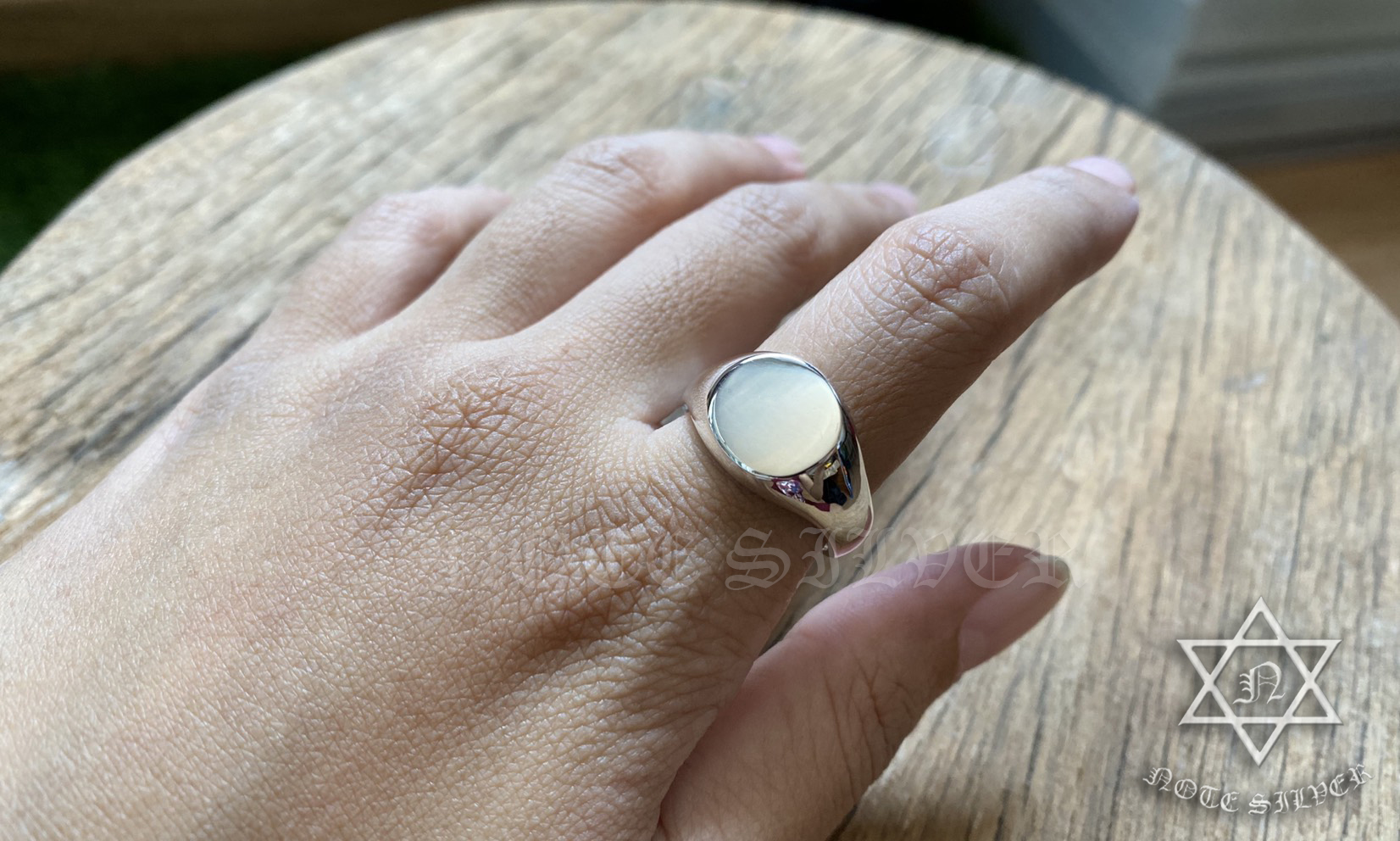 แหวนเงินแท้ ด้านหน้าเรียบทรงกลม เล็ก Sterling Silver 925