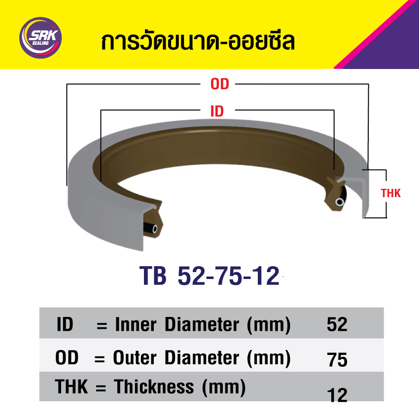 TB 52-75-12 ซีลกันน้ำมัน ออยซีลไวตั้น ซีลกันรั่ว OIL