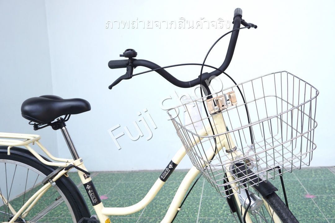 จักรยานแม่บ้านญี่ปุ่น - ล้อ 26 นิ้ว - ไม่มีเกียร์ - ไฟหน้าอัตโนมัติ - สีครีม [จักรยานมือสอง]