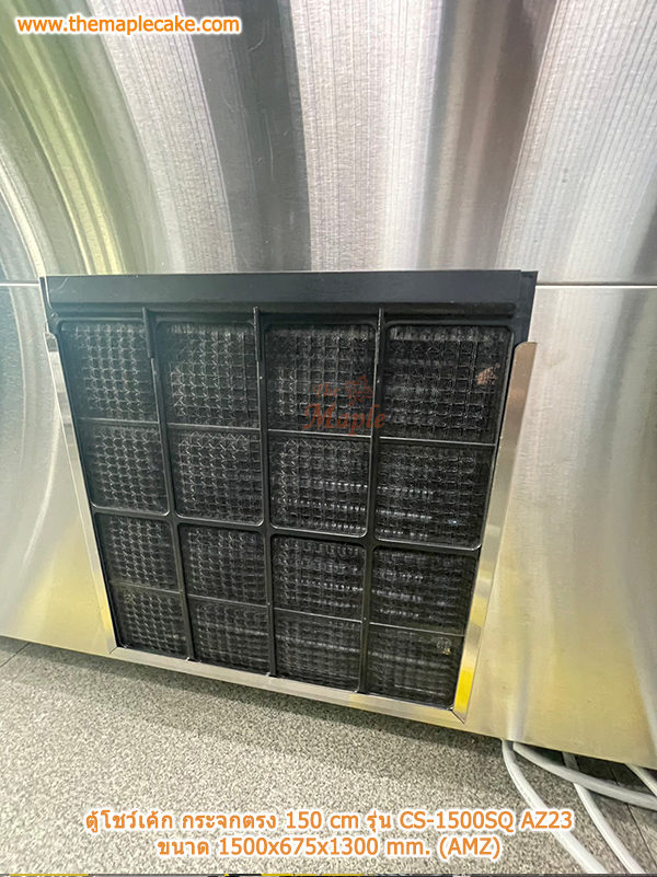 ตู้โชว์เค้กสแตนเลส ทรงกระจกตรง กว้าง 150 ซม. รุ่น CS-1500SQ AZ23 (AMZ)