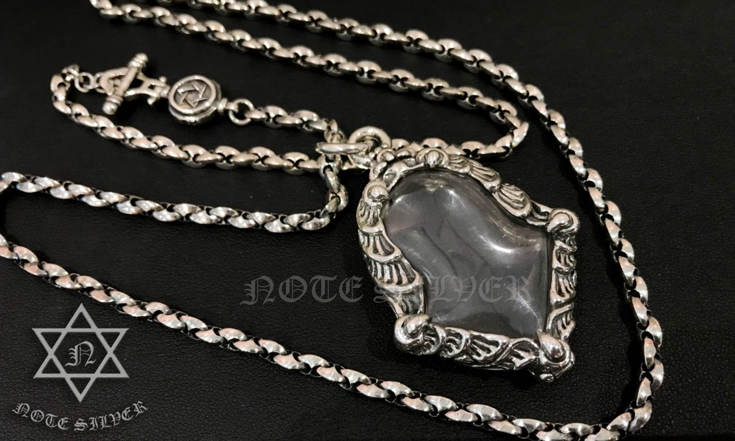 กรอบพระลายกรงเล็บมังกร 5 เล็บ Sterling Silver 925 NSSV2251