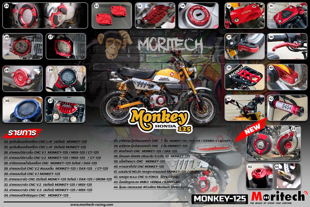 รวมอะไหล่ติดรถ MONKEY-125 🤩 ที่สวยไม่แพ้ใครแน่นอน อะไหล่แต่งเกรดพรีเมียมโดย Moritech 🏆