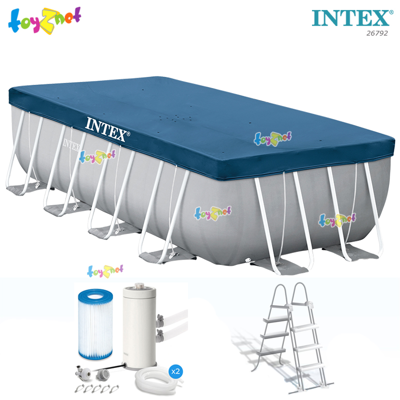 Intex Rect.Prism Frame Pool Set 4.88x2.44x1.07 m w/Cartridge Filter Pump-Ladder-Pool Cover-Ground Cloth no.26792