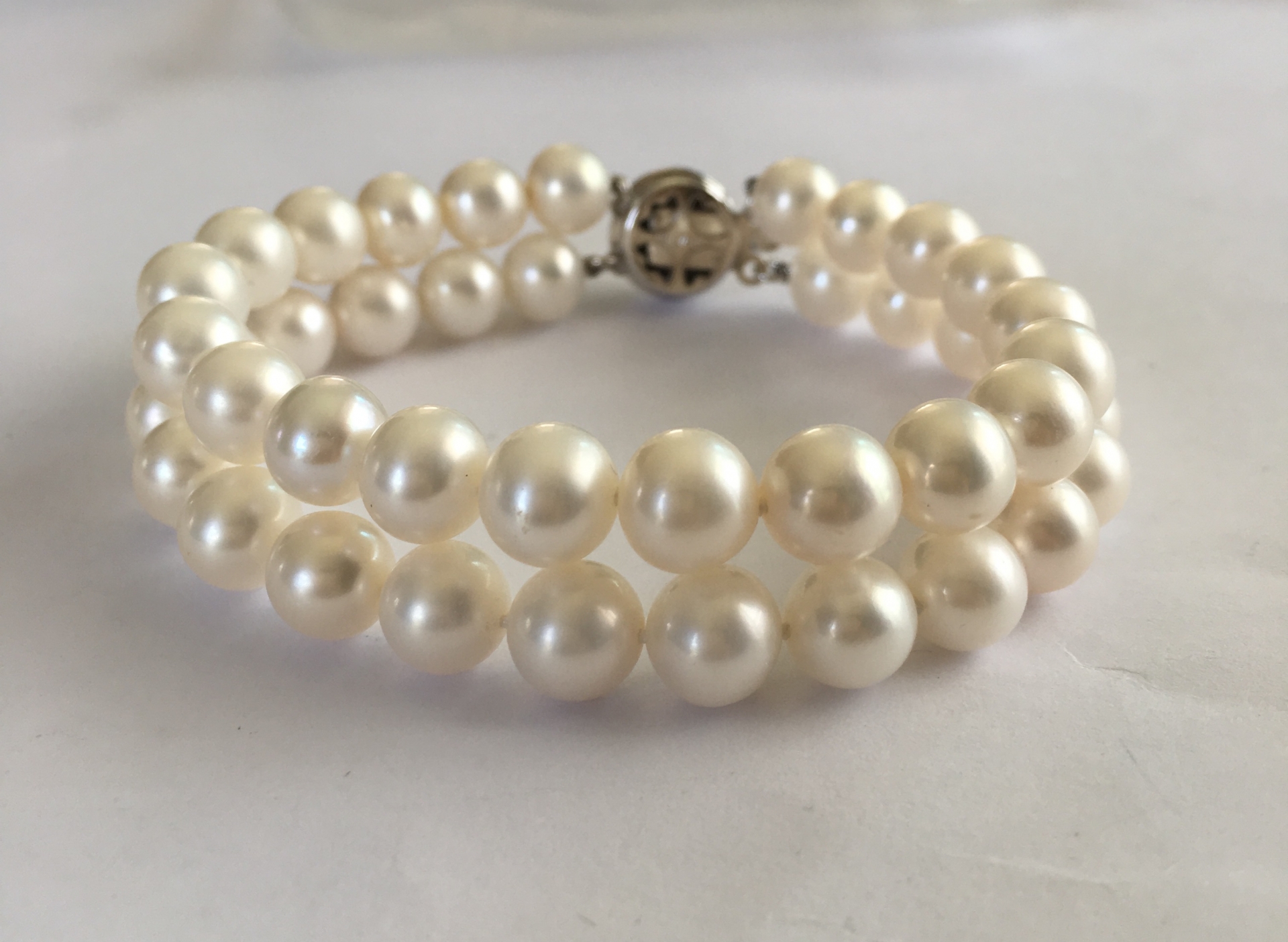 สร้อยข้อมือไข่มุกแท้ แบบ 2 ชั้น 6.5-7 มิล