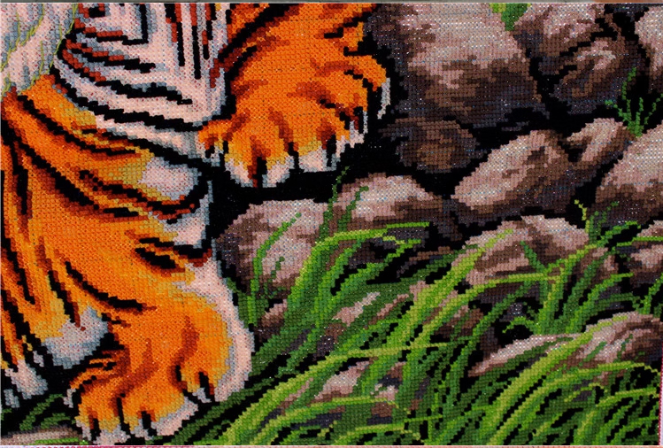 tiger-1012 *พร้อมส่ง* ชุดปักครอสติช ลายเสือมงคล (ปักเต็มผืนผ้า ปักครั้งละ 3 เส้นเล็ก) ขนาด 88*48 ซม.ผ้าครอสติช 11CTพิมพ์ลายปักเต็มลายผ้า ไหมคอตตอน 49 สี ผังลาย เข็ม