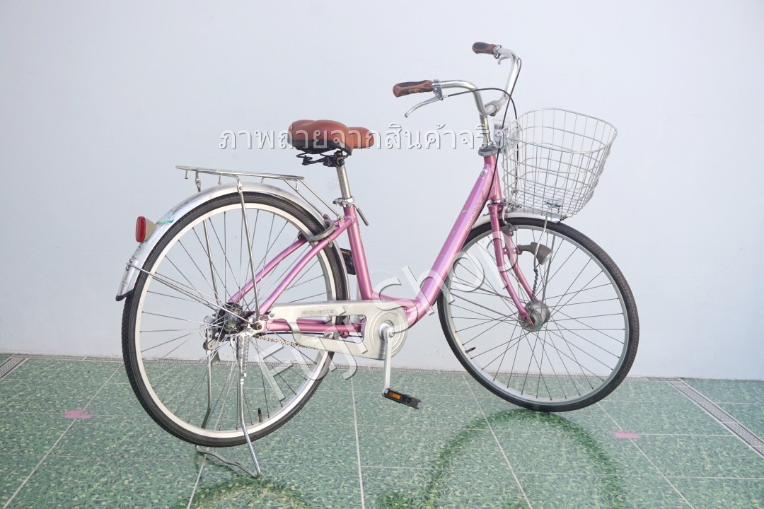 จักรยานแม่บ้านญี่ปุ่น - ล้อ 26 นิ้ว - ไม่มีเกียร์ - อลูมิเนียม - ไฟหน้าอัตโนมัติ - สีชมพู [จักรยานมือสอง]