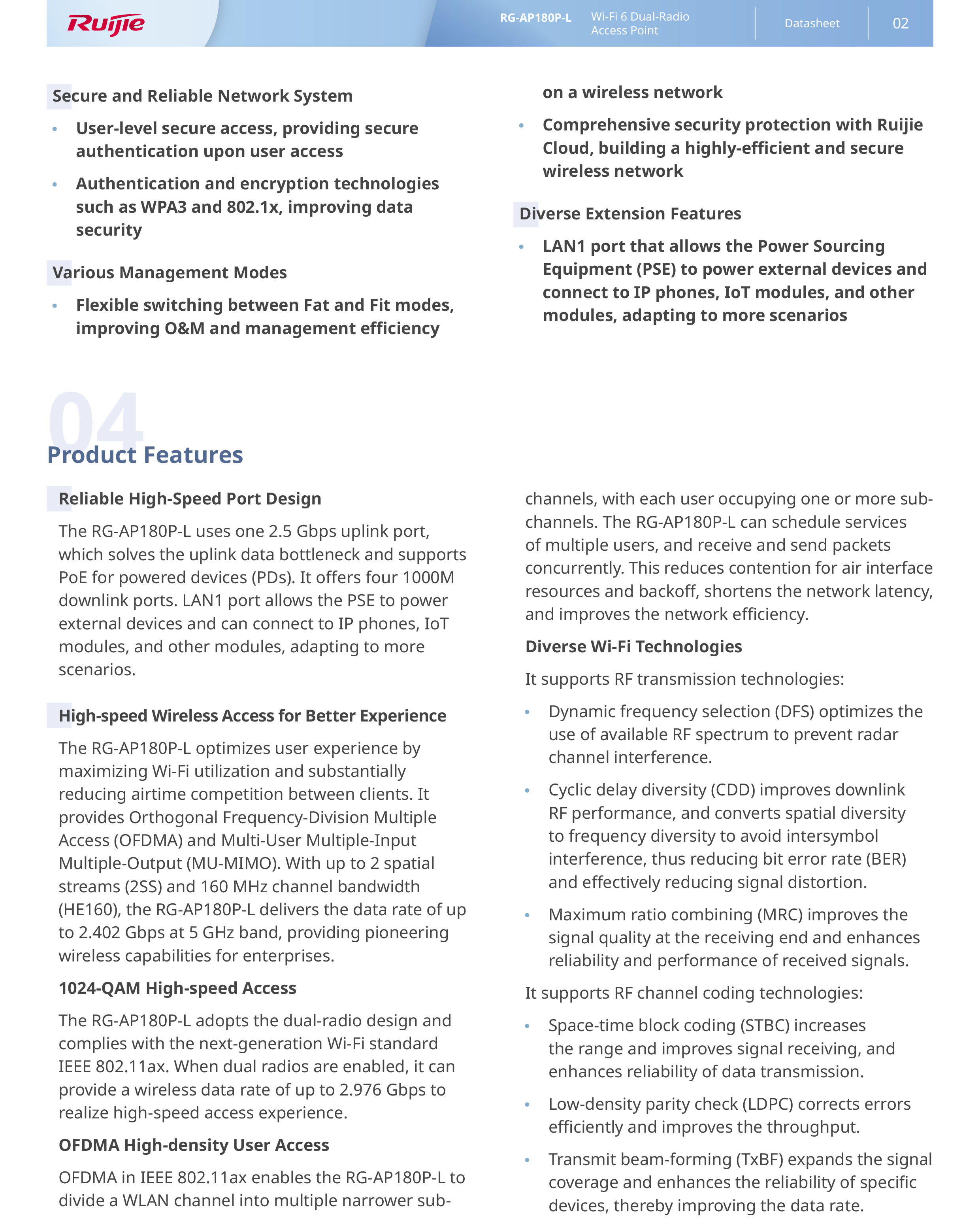 RUIJIE RG-AP180P-L , ACCESS POINT Wi-Fi 6 Dual-Radio 2.976 Gbps Wall Plate AP BY BILLIONAIRE SECURETECH RG-AP180P-L