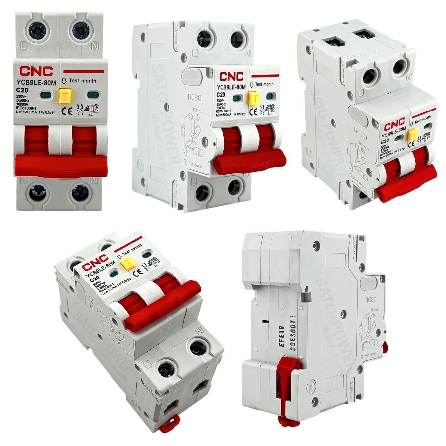 CNC 300mA เบรกเกอร์กันดูด AC รุุ่น YCB9LE-80M 2P 20A 32A | RCBO 2P MCB เบรกเกอร์ป้องกัน