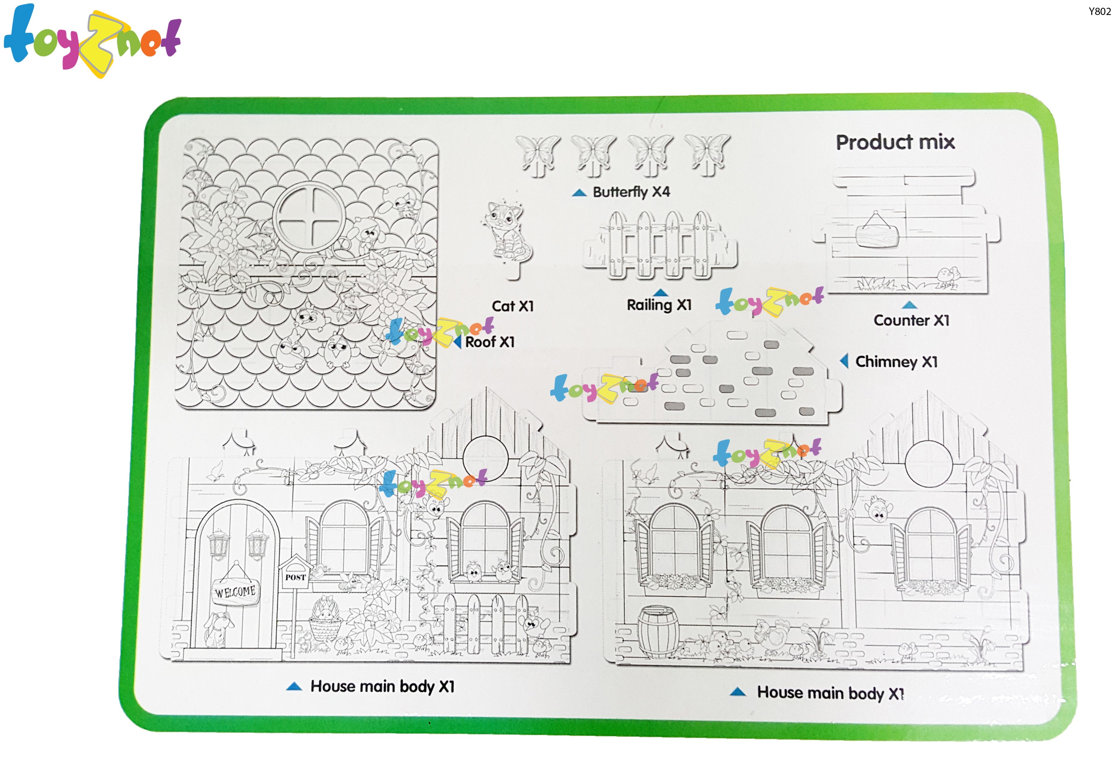 Toyznet ส่งฟรี บ้านกระท่อมน้อย กระดาษแข็ง ระบายสี รุ่น Y802