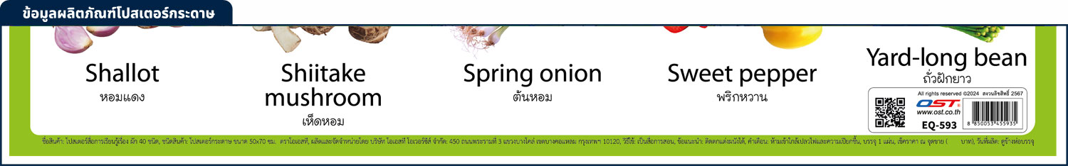 สคบ.โปสเตอร์ความรู้ ชุดคำศัพท์ ผัก 40 ชนิด กระดาษ EQ-593