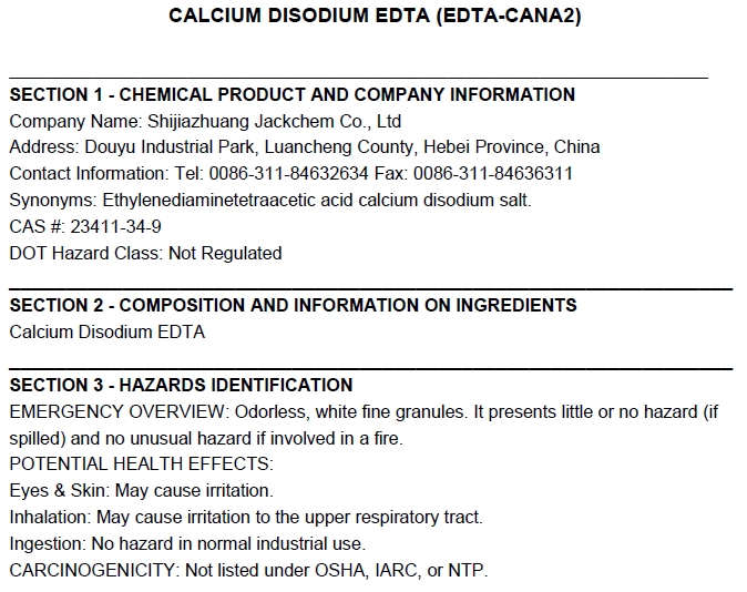 ผงจุลธาตุแคลเซียมคีเลตอีดีทีเอ EDTA Ca 9.5% แคลเซียมคีเลต (JackChem) บรรจุ 1 กิโลกรัม (R)