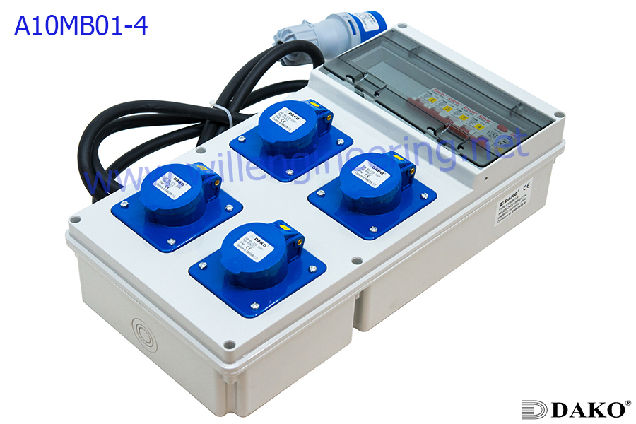 A10MB01-4 กล่องปลั๊กกระจายไฟ 16A 3P IP44 Slope outlet 4