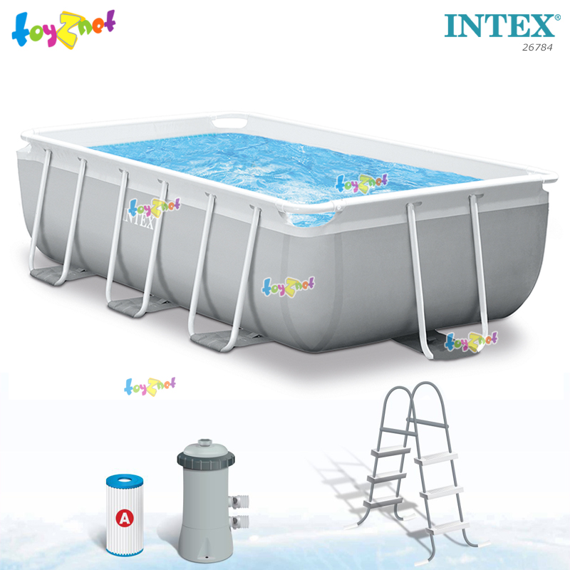 Intex Rect. Prism Frame Pool Set 3x1.75x0.8 m w/Cartridge Filter Pump & Ladder no.26784