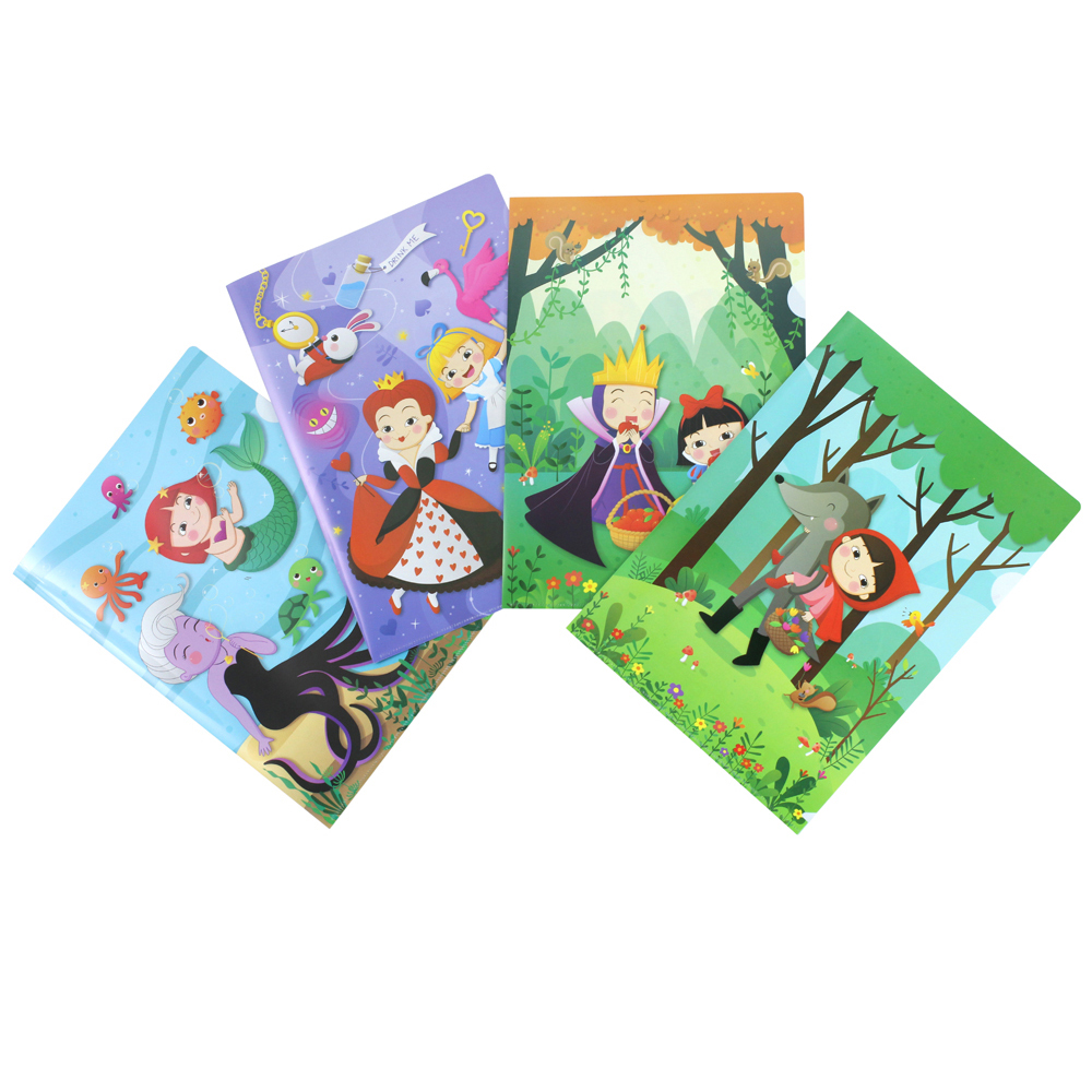 L-Type Plastic Folders A4 with Story Telling Pattern Printed