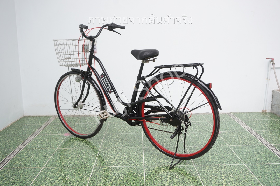 จักรยานแม่บ้านญี่ปุ่น - ล้อ 27 นิ้ว - เกียร์ 6 สปีด - ไฟหน้าอัตโนมัติ - สีดำ [จักรยานมือสอง]