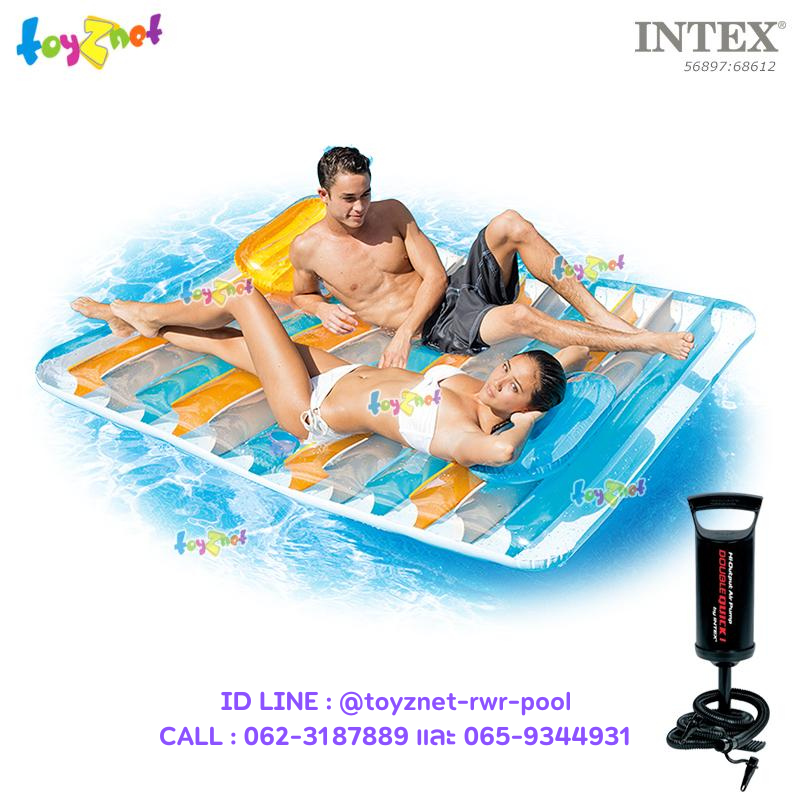 Intex Double Lounge Mat 1.98x1.60 ม. no.56897 + w/DQI Air Pump