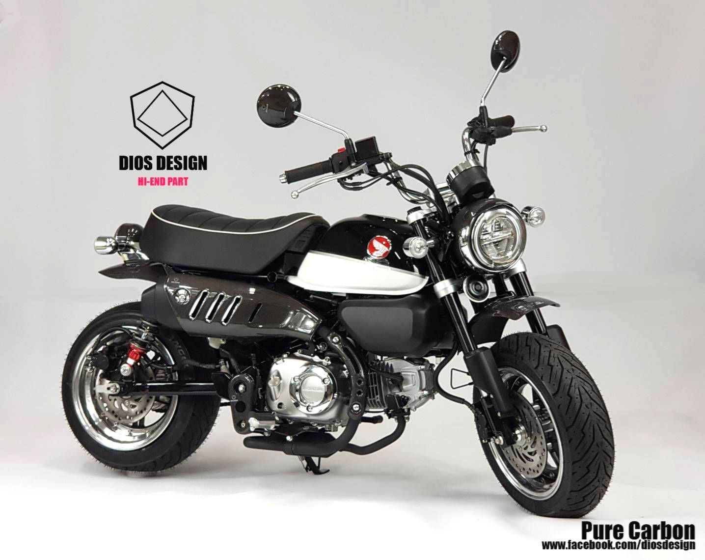 การ์ดบังคอท่อแต่ง Dios design for honda Monkey125 เพียวคาร์บอน ราคา 1500 บาท