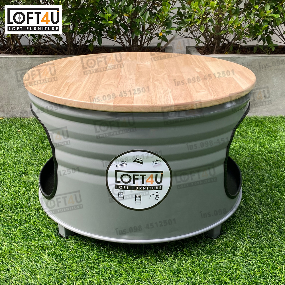 โต๊ะกลางกลม : Steel Barrel Table (60x60Cm)
