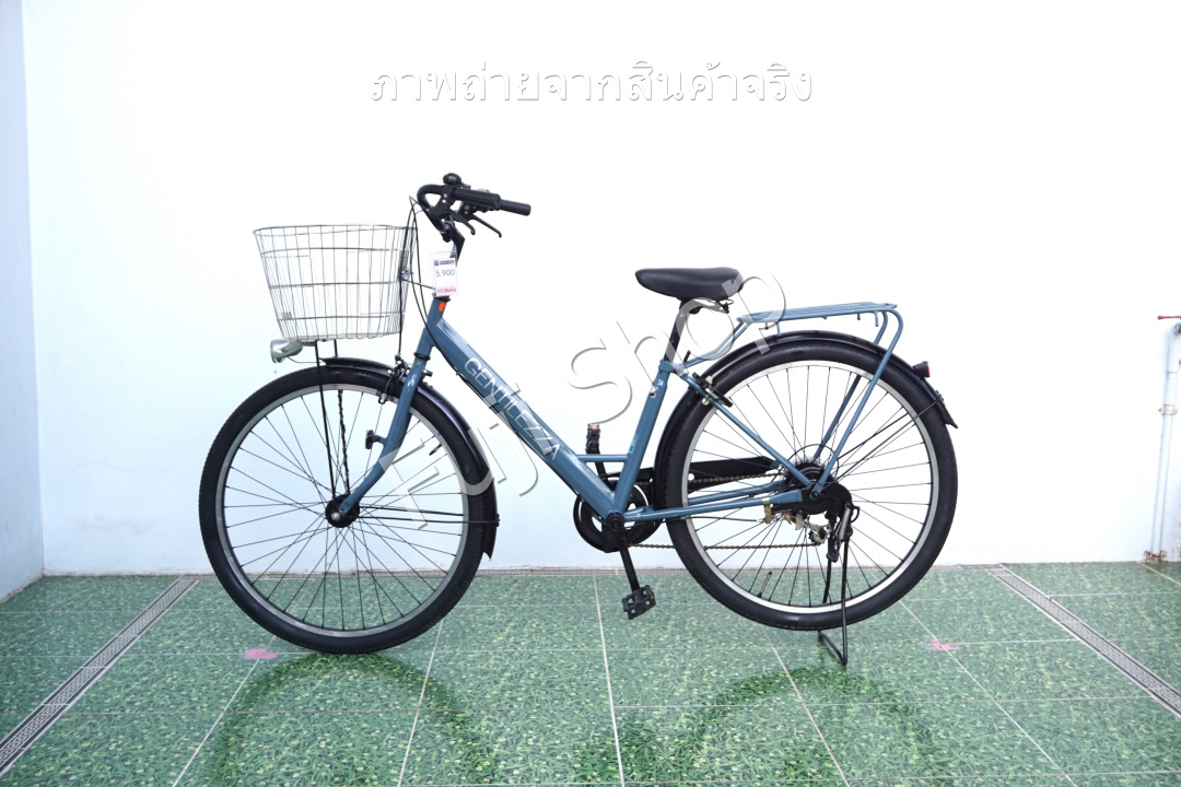 จักรยานแม่บ้านล้อโต ญี่ปุ่น - ล้อ 27.5x1.95 - เกียร์ 6 สปีด - ไฟหน้าอัตโนมัติ - Gentilezza - สีฟ้า [จักรยานมือสอง]