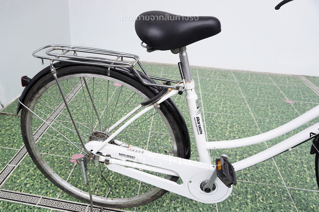 จักรยานแม่บ้านญี่ปุ่น - ล้อ 27 นิ้ว - ไม่มีเกียร์ - ไฟหน้าอัตโนมัติ - Maruishi - สีขาว [จักรยานมือสอง]