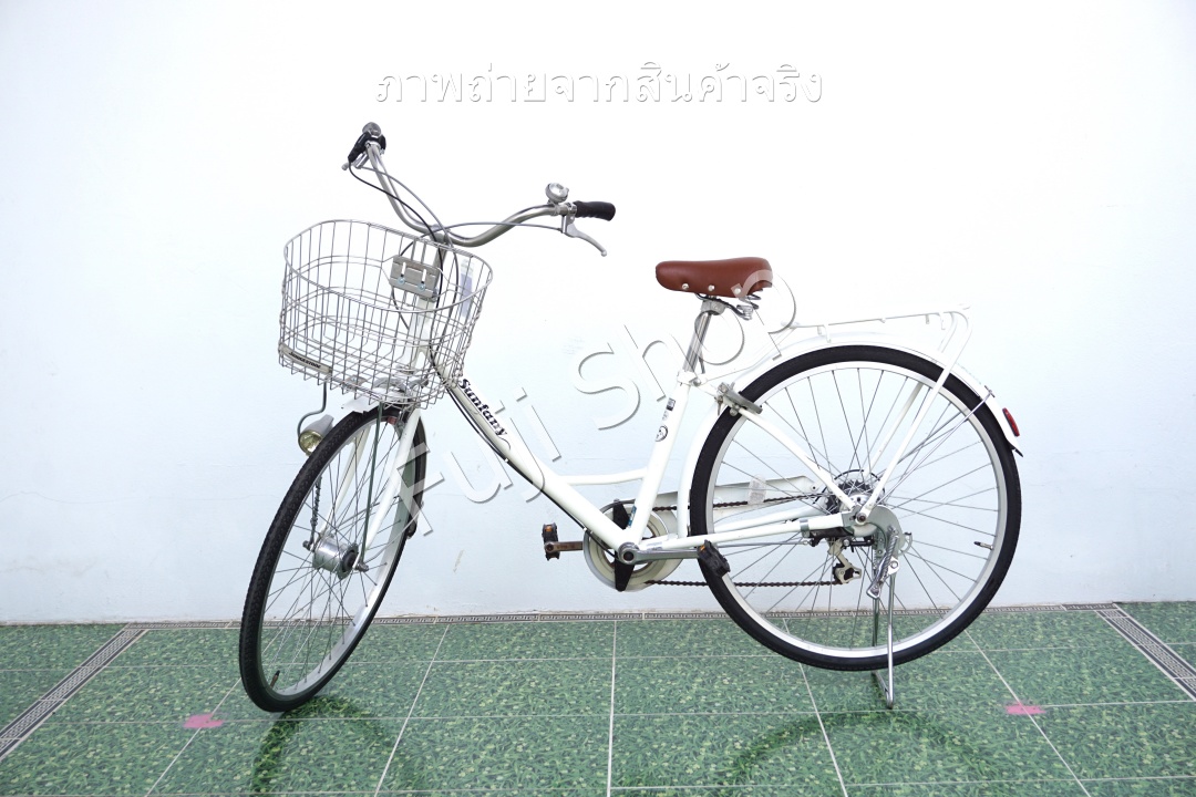 จักรยานแม่บ้านญี่ปุ่น - ล้อ 26 นิ้ว - มีเกียร์ - สีขาว [จักรยานมือสอง]