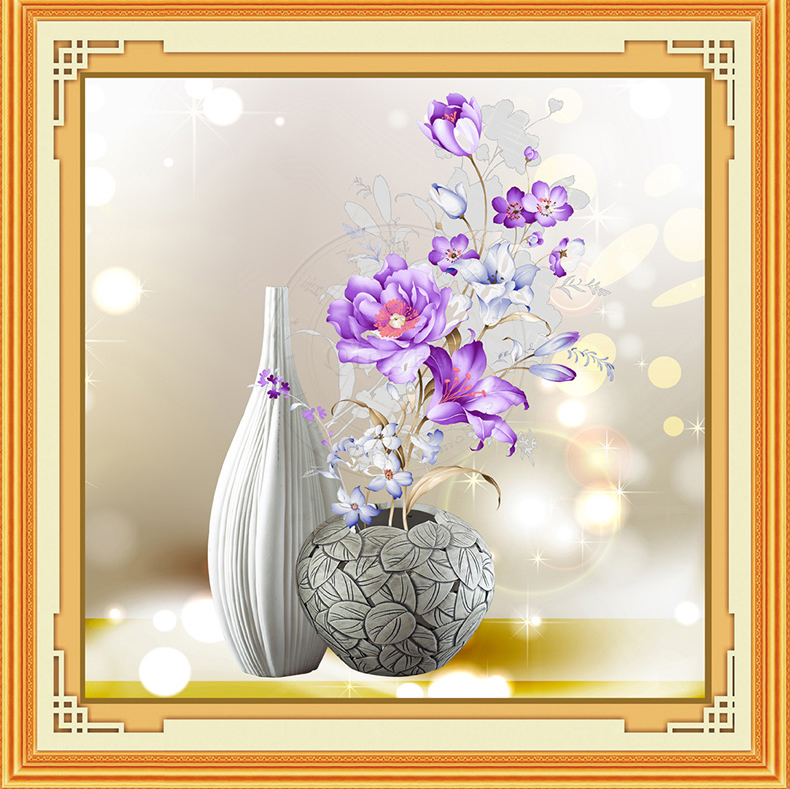 vase-1091 *สินค้าหมด* ชุดปักครอสติช ลายดอกแมกโนเลียในแจกัน ( งานปักเต็มลาย ไม่มีเดินเส้น ) ขนาด 56*61 ซม.ผ้าครอสติช 11CTพิมพ์ลายปักเต็มลายผ้า ไหมคอตตอน 46 สี ผังลาย เข็ม