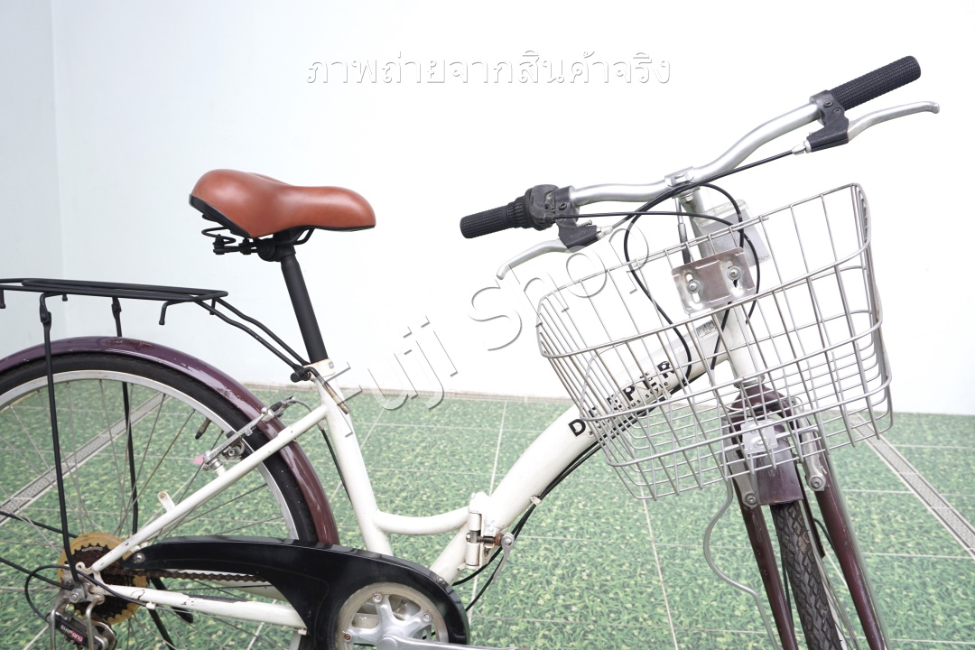 จักรยานแม่บ้านพับได้ ญี่ปุ่น - ล้อ 26 นิ้ว - เกียร์ 6 สปีด - สีขาว [จักรยานมือสอง]