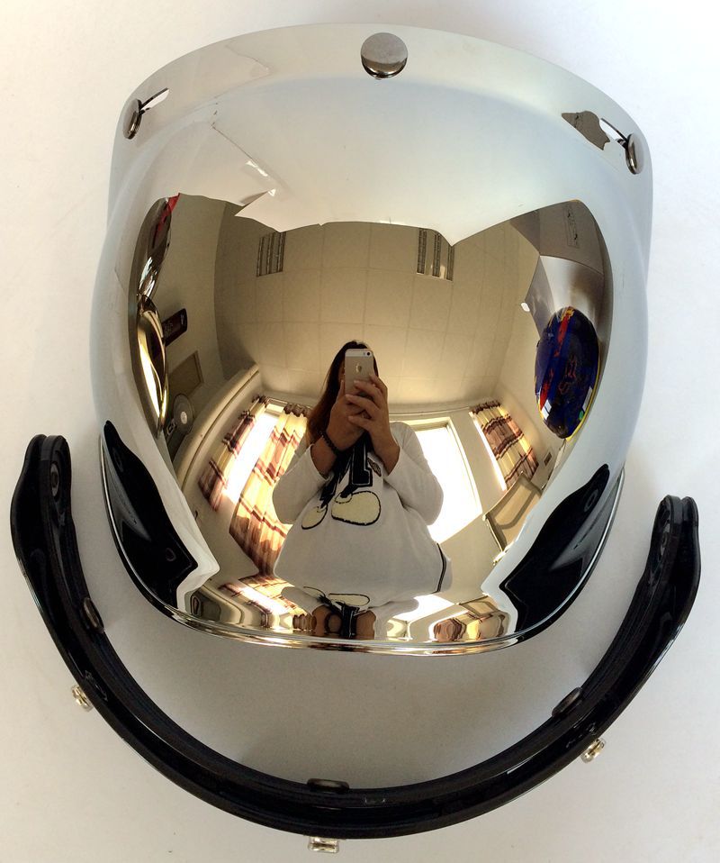 Shieldหรือหน้ากากหมวกกันน็อค แนววินเทจ(เปิดหน้ากากได้)ทรง BUBBLE สีปรอทเงิน