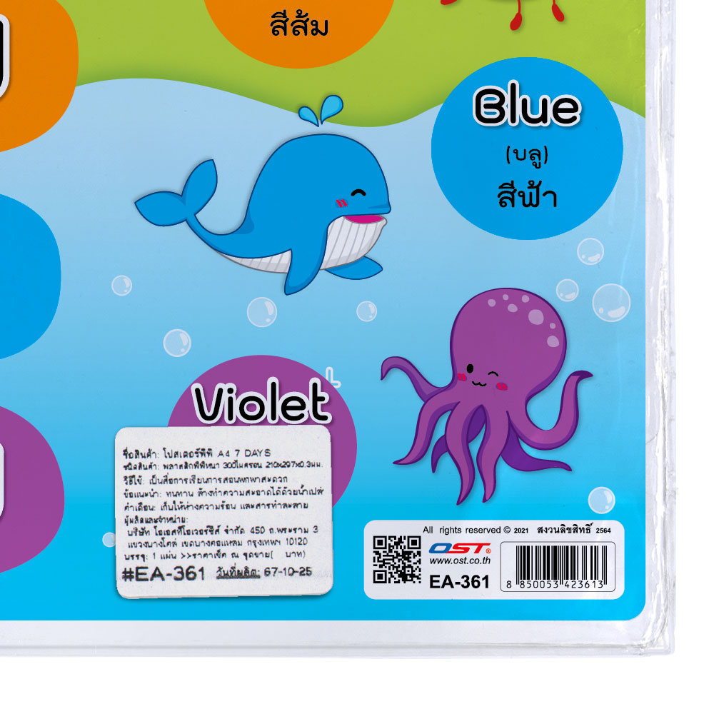 โปสเตอร์ความรู้ ชุด เวลา วัน เดือน ขนาดA4