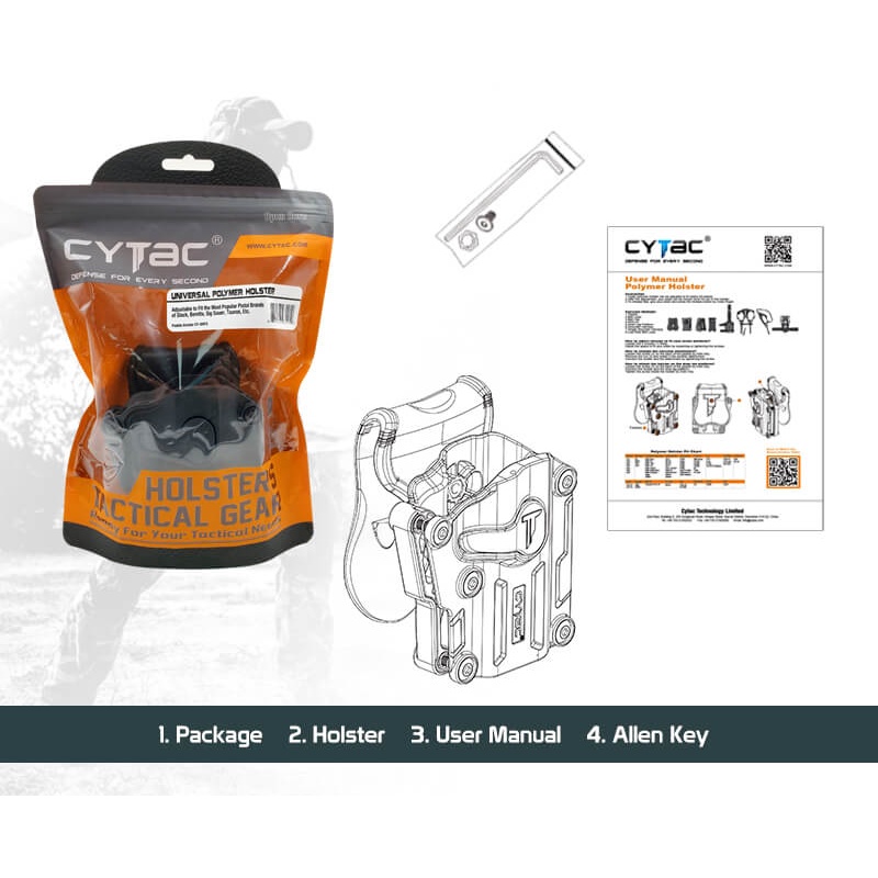 Mega-Fit Universal Holster Black CYTAC Holster ซองพกนอกปลดนิ้วชี้ สีดำ