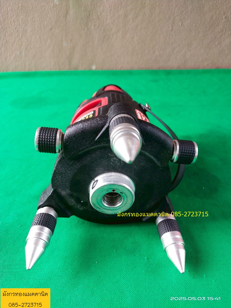 เครื่องวัดระดับเลเซอร์ ยี่ห้อ Marathon รุ่น SJ-225 แสงยิงไกล 15-30 เมตร หมุนได้ 360 องศา แสงสีแดงใช้ในอาคาร แนวนอน 1 เส้น แนวตั้ง 4 เส้น มีสัญญาณเตือนเมื่อไม่อยู่ในระนาบ ขาปรับระดับได้ครบทุกขา ใช้งานได้ครบทุกฟังก์ชั่น มีถ่านชาร์จให้ ไม่มีที่ชาร์จ ไม่มีขาต