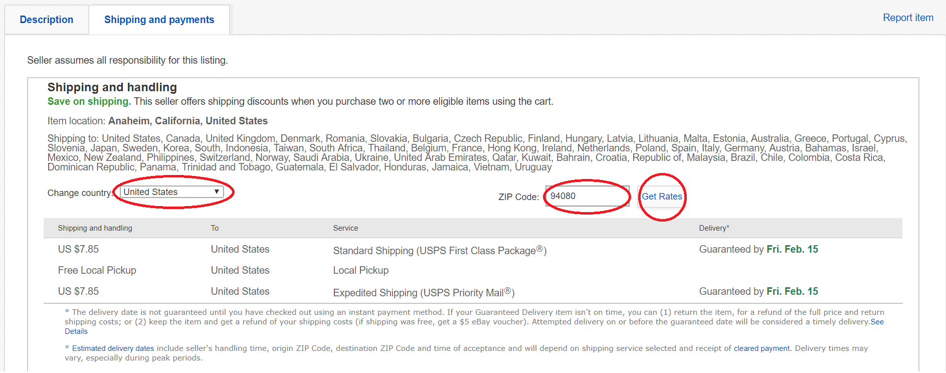 การเชคราคาค่าส่ง และเปลี่ยนที่อยู่สำหรับจัดส่ง ebay