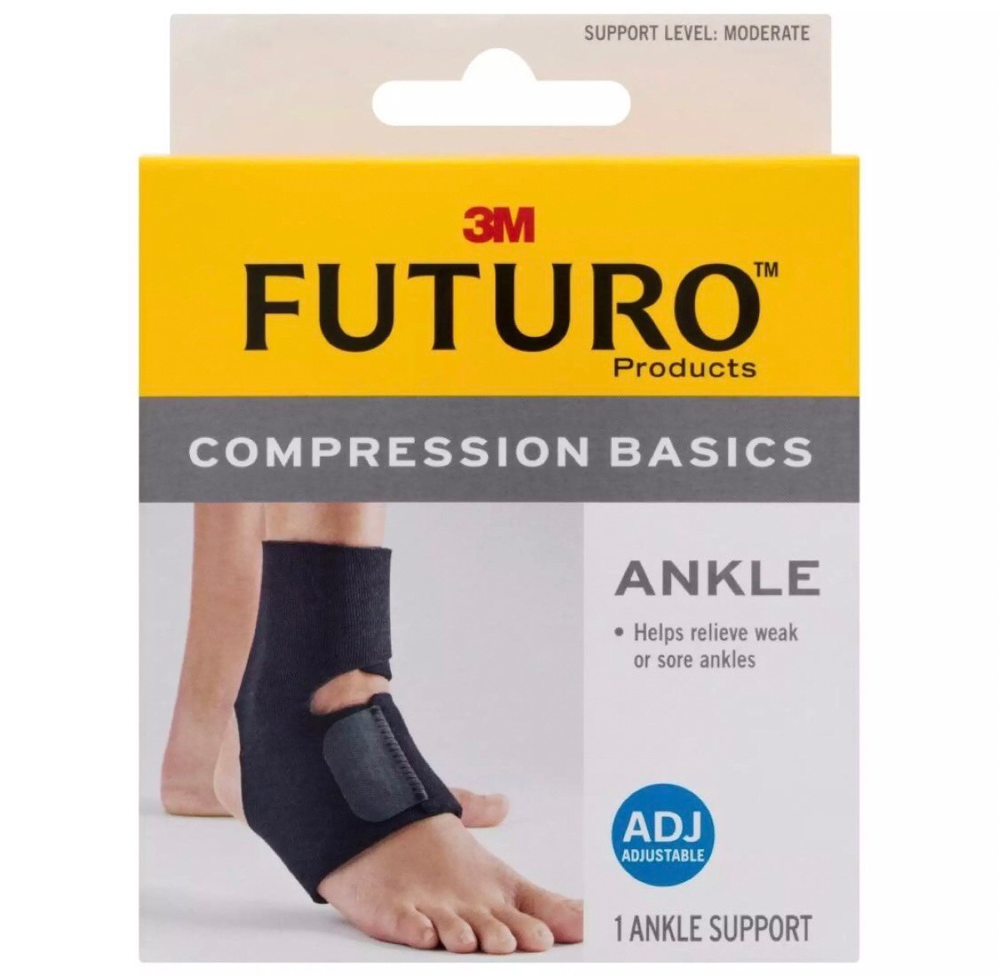 Futuro Compression Basics Ankle Support ฟูทูโร่ อุปกรณ์พยุงข้อเท้า รุ่นเบสิค แบบปรับกระชับได้ (กล่องเหลือ) 1 กล่อง/1ชิ้น