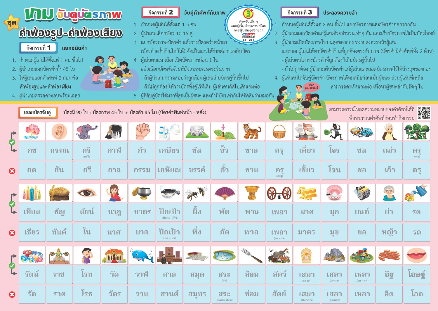 รูปแบบกิจกรรมโดยใช้เกมจับคู่ บัตรคำ ชุดคำพ้องรูปพ้องเสียง ET-217