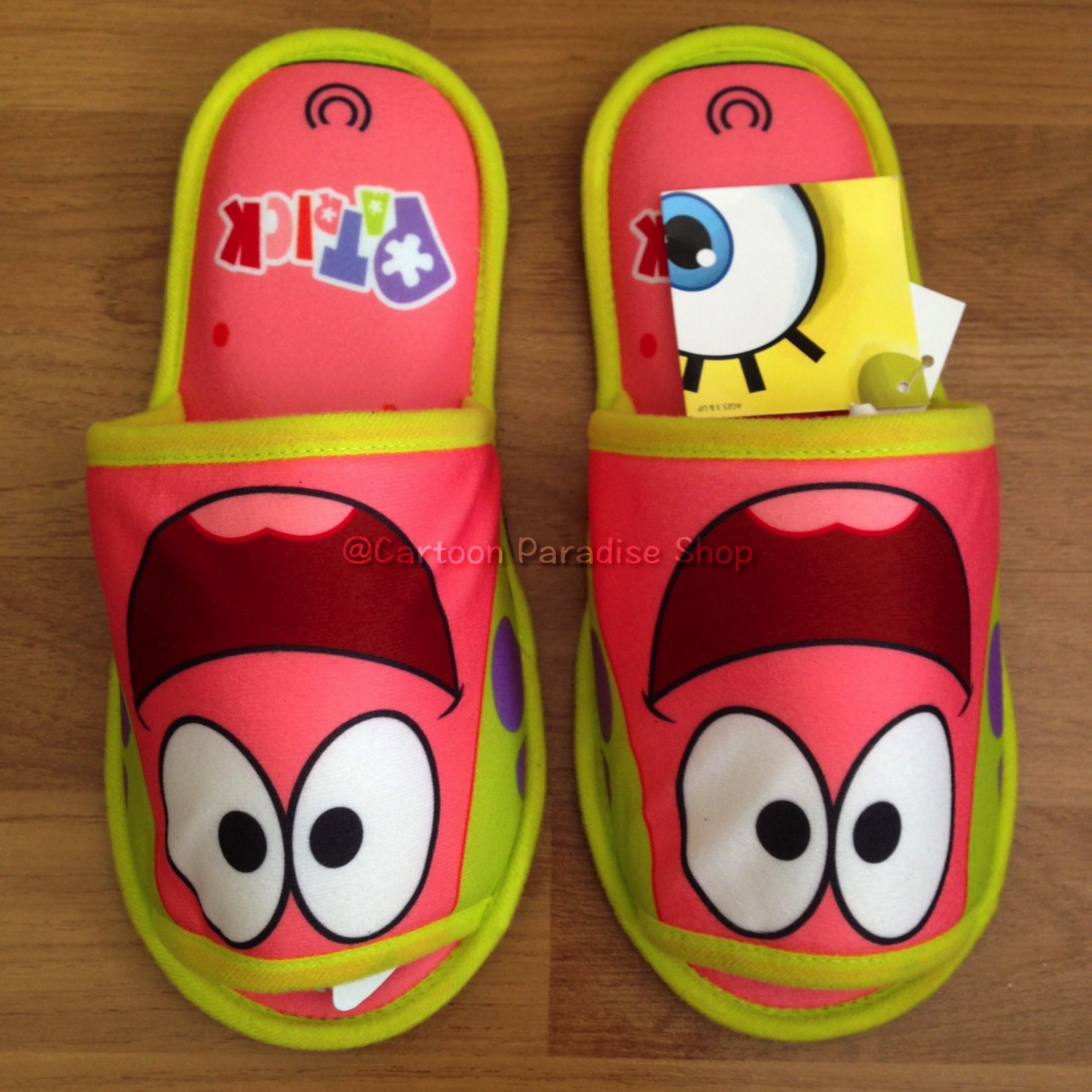 รองเท้าใส่ในบ้านสปองบ็อบ แพททริค Spongebob Patrick Slippers ลิขสิทธิ์แท้ สำหรับผู้ใหญ่ ชายและหญิง เหลือง
