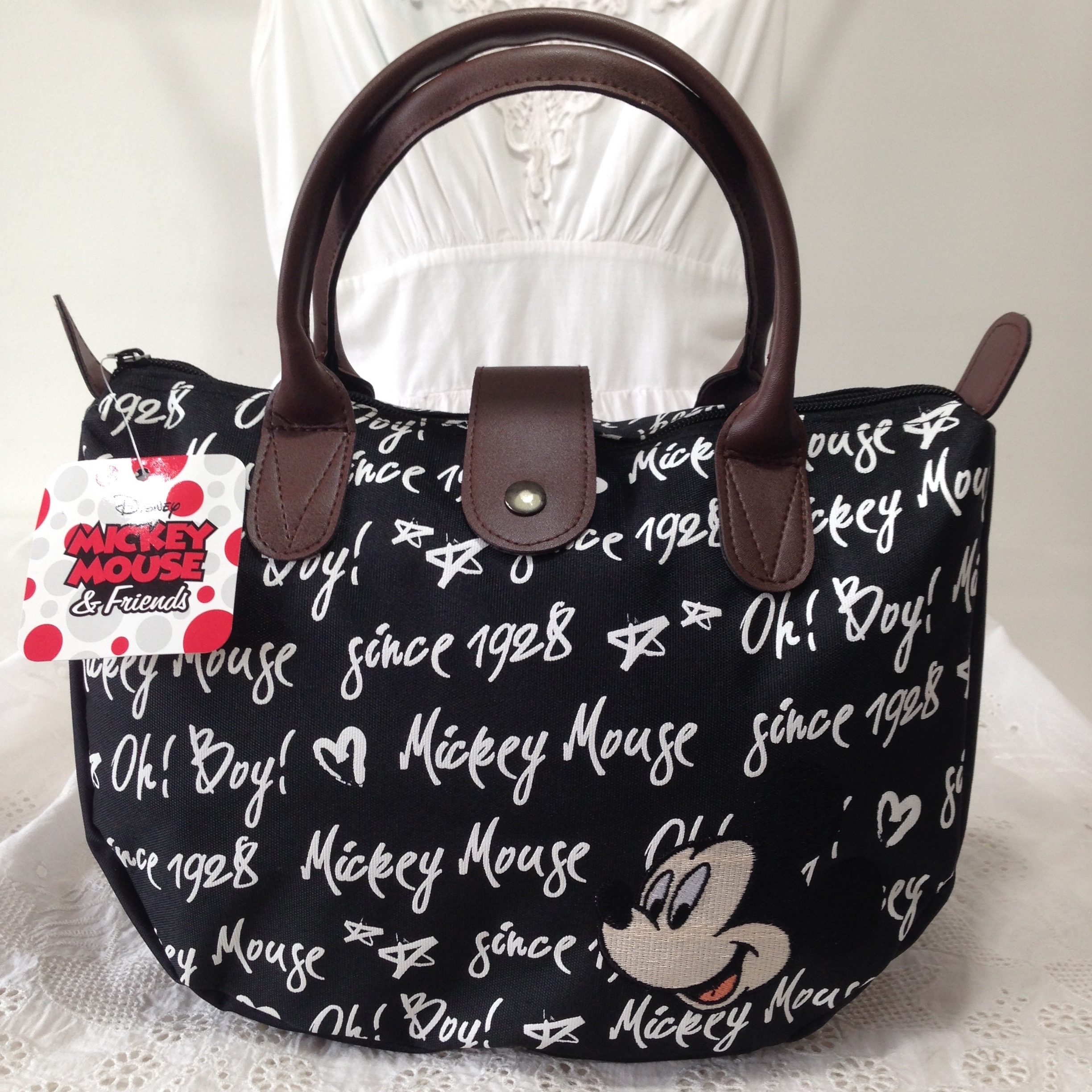 Disney กระเป๋าถือ ดิสนีย์ มิกกี้เมาส์ ลิขสิทธิ์แท้ Disney Mickey Mouse Handbag Purse 30 c.m. x 22 c.m. (S) Black Small (S)