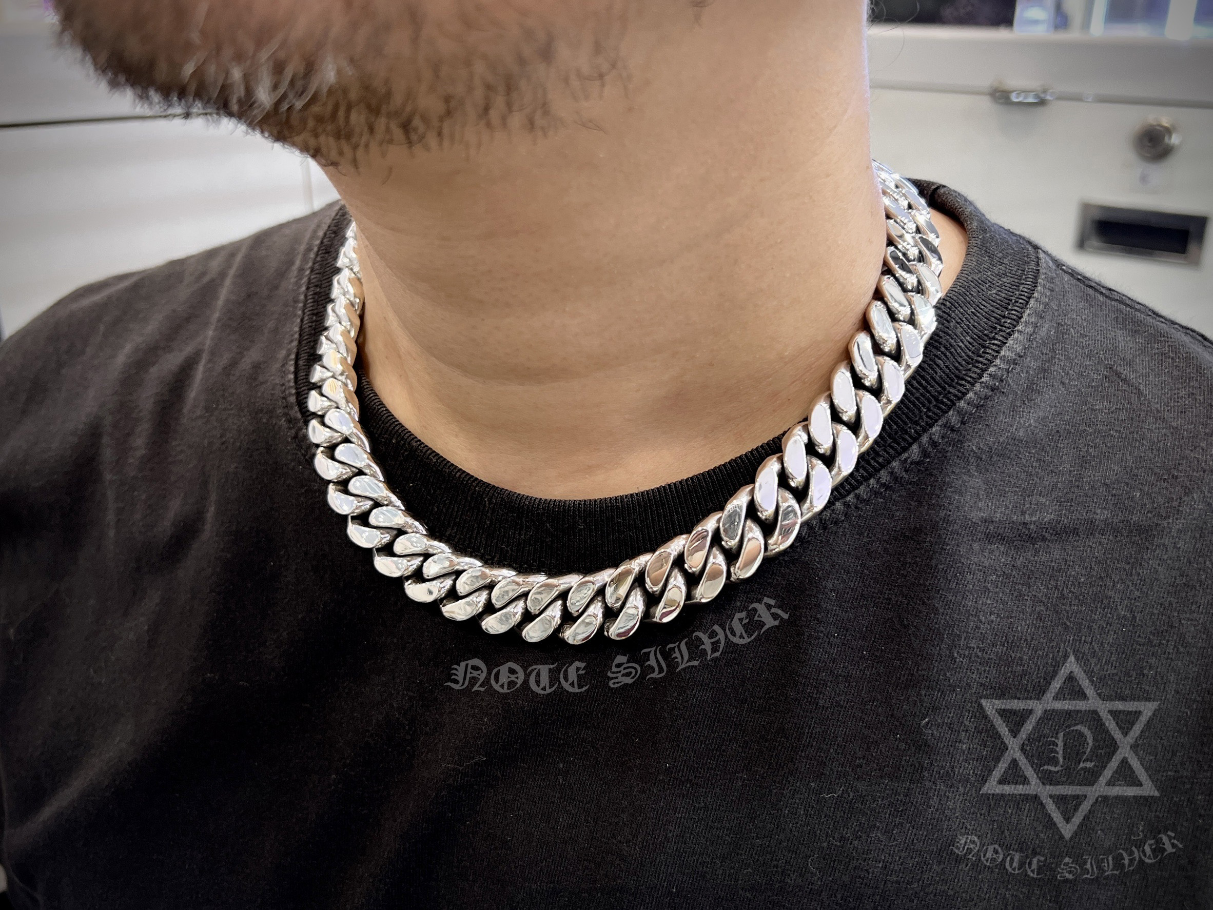 สร้อยคอลายเหรดเงินแท้ (ตัน) หน้ากว้าง 15 mm 18 นิ้ว Sterling Silver 925 NSNL1753