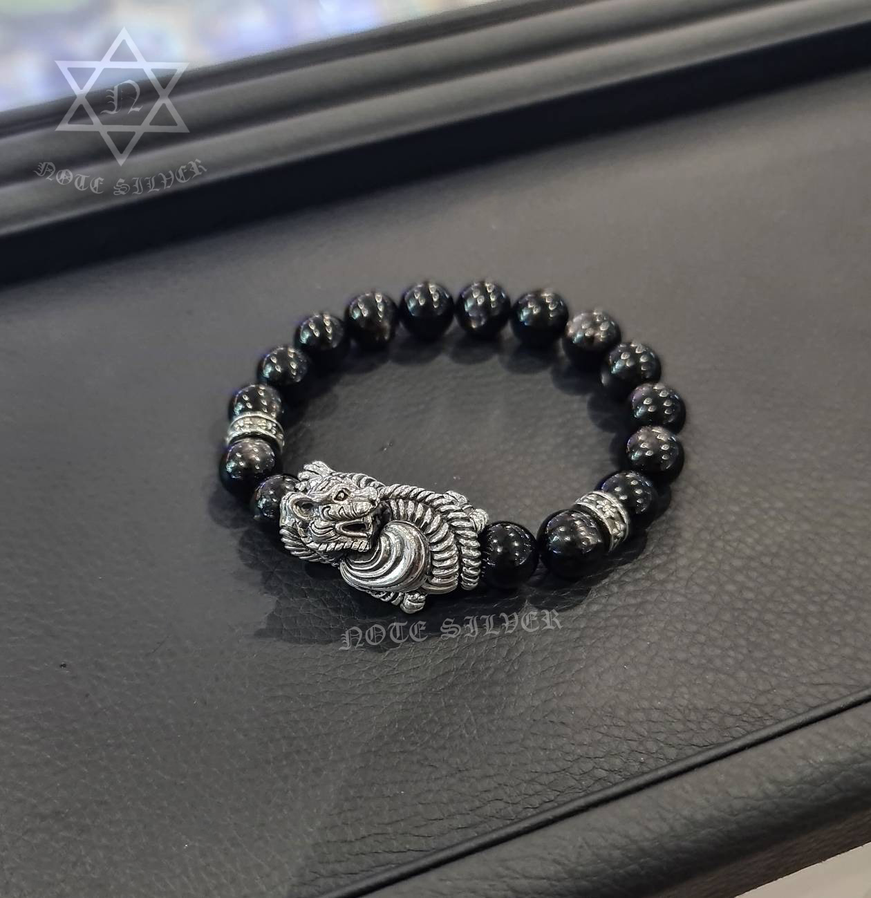 ชาร์มเสือ เงินแท้ และข้อมือหินไฮเปอร์สทีน Tiger Chrams Sterling Silver 925 NSSV3307