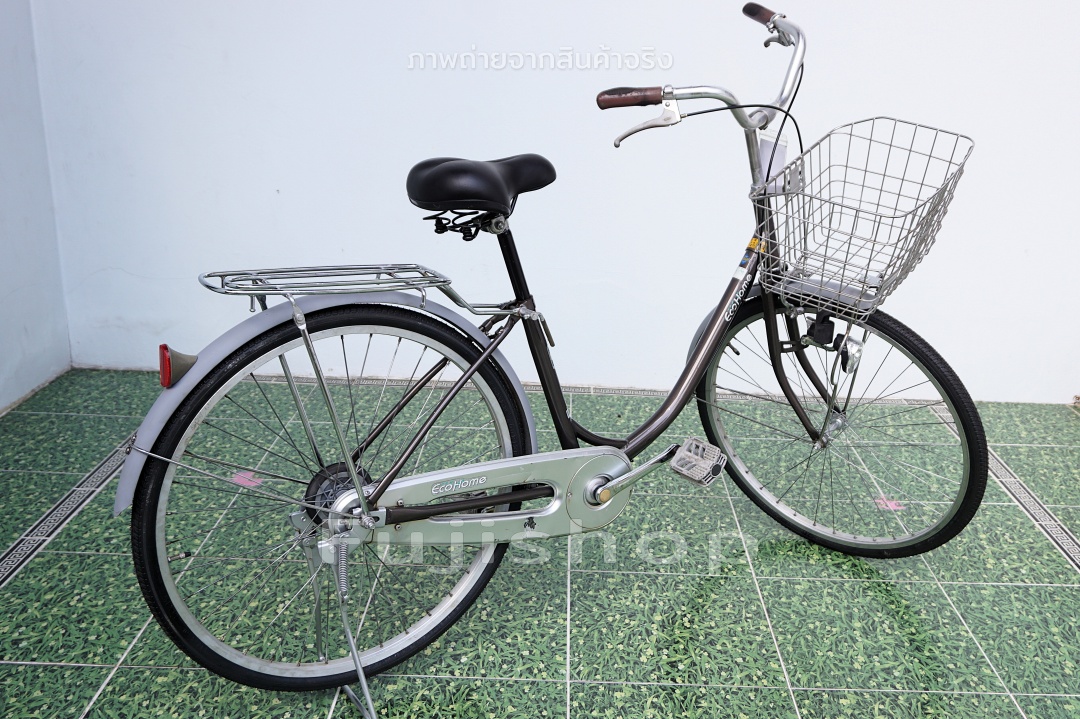 จักรยานแม่บ้านญี่ปุ่น - ล้อ 26 นิ้ว - ไม่มีเกียร์ - EcoHome - สีเทา [จักรยานมือสอง]