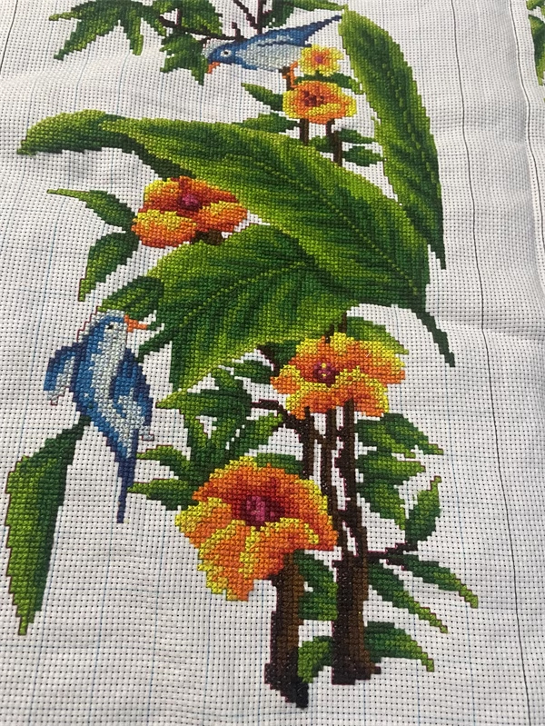 bloom-1003 *พร้อมส่ง* ชุดปักครอสติช ลายเซต 4 ชิ้น ดอกไม้ 4 ฤดู (ไม่มีเดินเส้น ปักครั้งละ 3 เส้นเล็ก) ขนาดใหญ่ 155*75 ซม.ผ้าครอสติช 11CT พิมพ์ลายปักบนผ้า ไหมคอตตอน 28 สี ผังลาย เข็ม