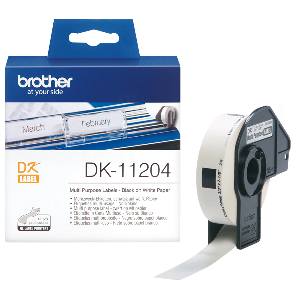 ป้ายสติ๊กเกอร์พิมพ์อักษร BROTHER DK-11204 - 17mm x 54mm