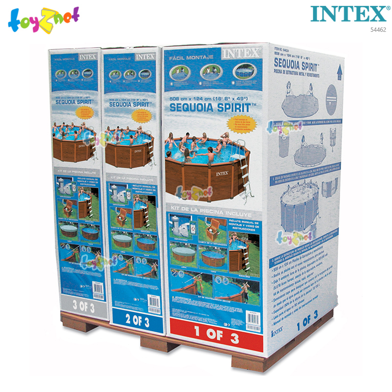 Intex 16 ft 8 in Wood-Grain Pool Set w/Cartr. Filter Pump (5.08 x 1.24 m.) No.54462