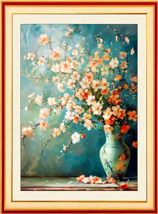 vase-1117 *สินค้าหมด* ชุดปักครอสติชลายแจกันดอกไม้น้อย (ปักเต็มผืนผ้า ไม่มีเดินเส้น ผ้า11CTพิมพ์ลาย มีประกาย ปัก 3 เส้นเล็ก) ขนาด 50*68 ซม.ผ้าครอสติช 11CTพิมพ์ลายปักบนผ้า ไหมคอตตอน 61 สี ผังลาย เข็ม