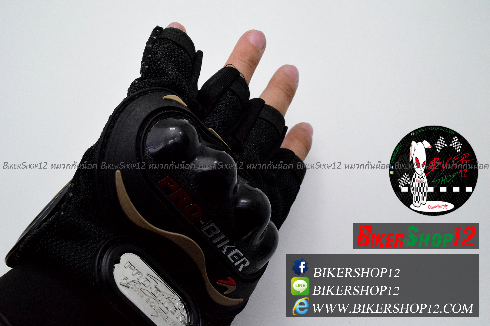 ถุงมือpro-biker (ครึ่งนิ้ว) สีดำ (ราคาพิเศษ)