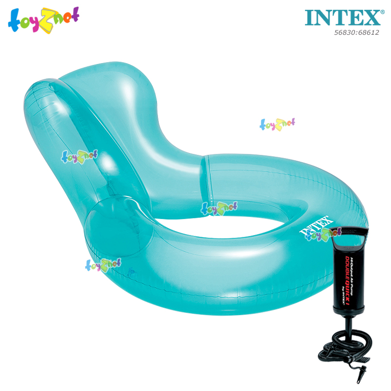 Intex ส่งฟรี แพยาง เป่าลม เล้าน์จ กลมใส สีฟ้า รุ่น 56830 + ที่สูบลมดับเบิ้ลควิ๊ก วัน