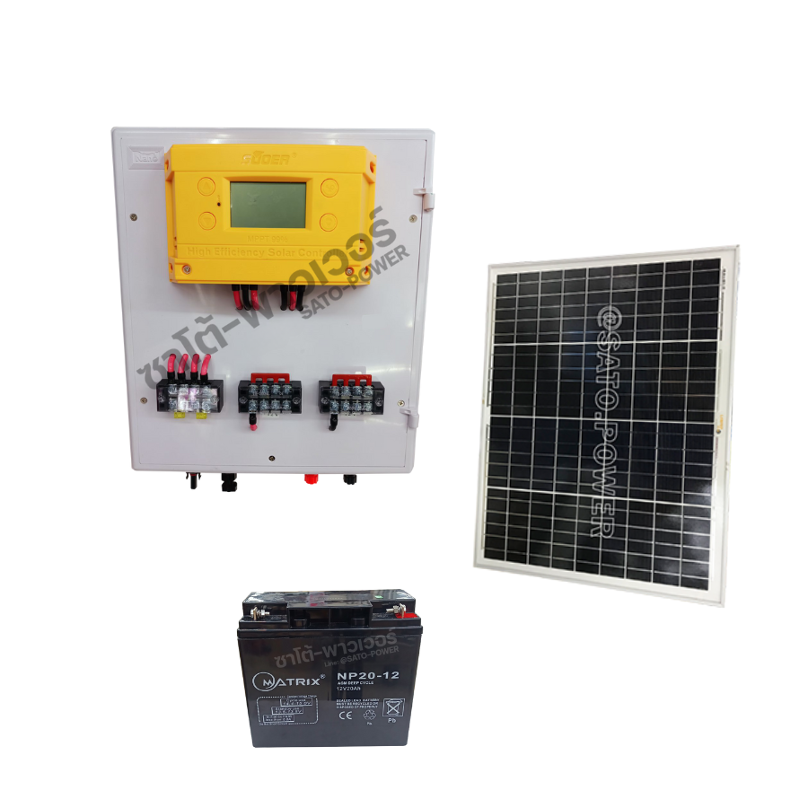 ชุด03 โซล่าเซลล์ ครบชุด ไม่มีอินเวอร์เตอร์ ใช้กับไฟ DC 12V เเบตเตอรี่ 20Ah จัดส่ง 2 รอบ สินค้ามีน้ำหนักมา โปรดอ่านรายละเอียดก่อนสั่งซื้อ